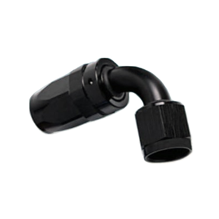 -10AN Female 90° Hose End, Swivel Style, Black Hard Anodized Aluminum