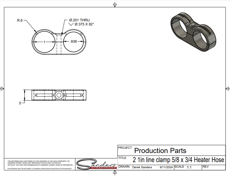 We-Drill - Stackable Heater and A/C hose Large Billet Double Line Clamp
