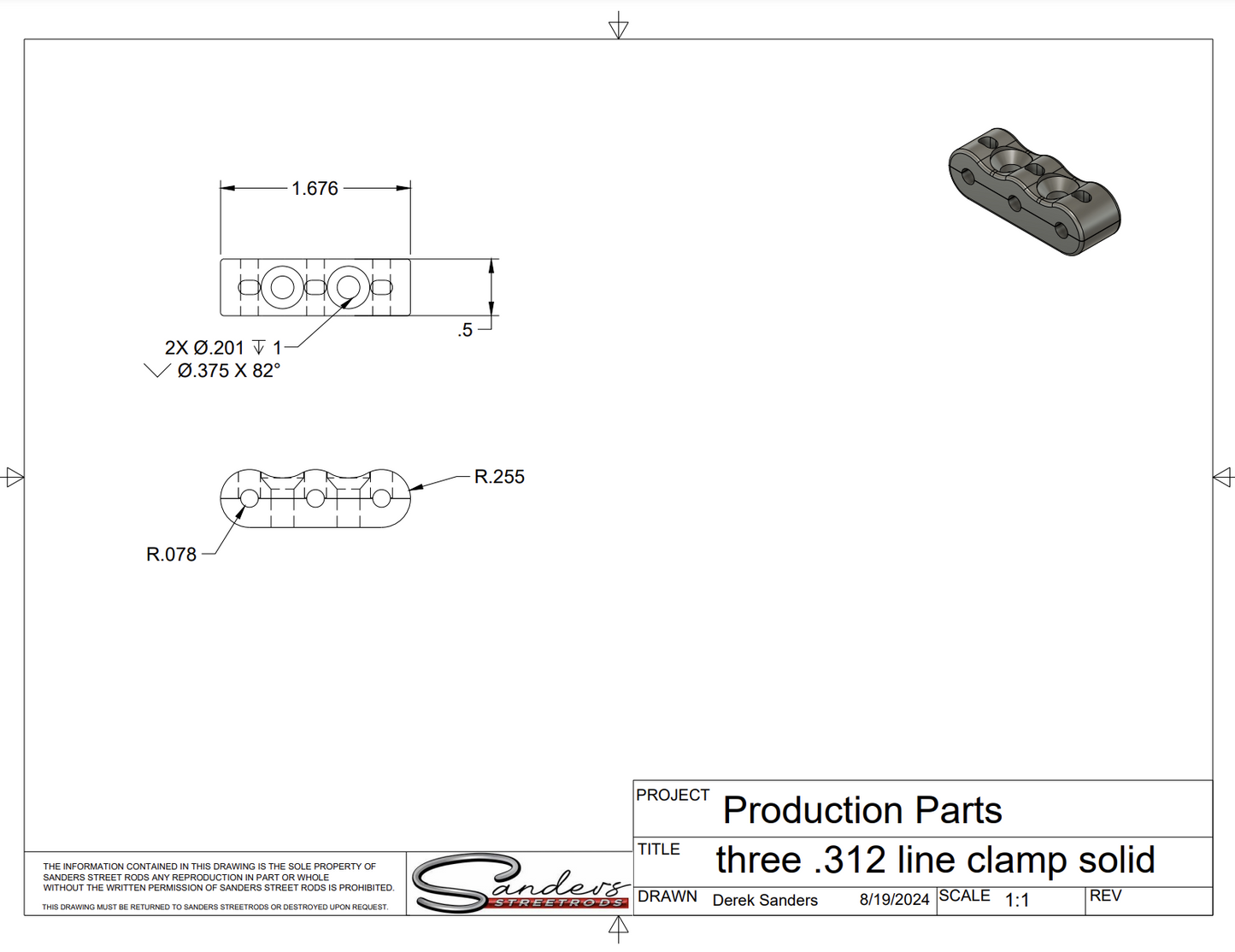 U-Drill (5/32"-5/16") Universal Small Billet Triple Line Clamp (2 Pack)