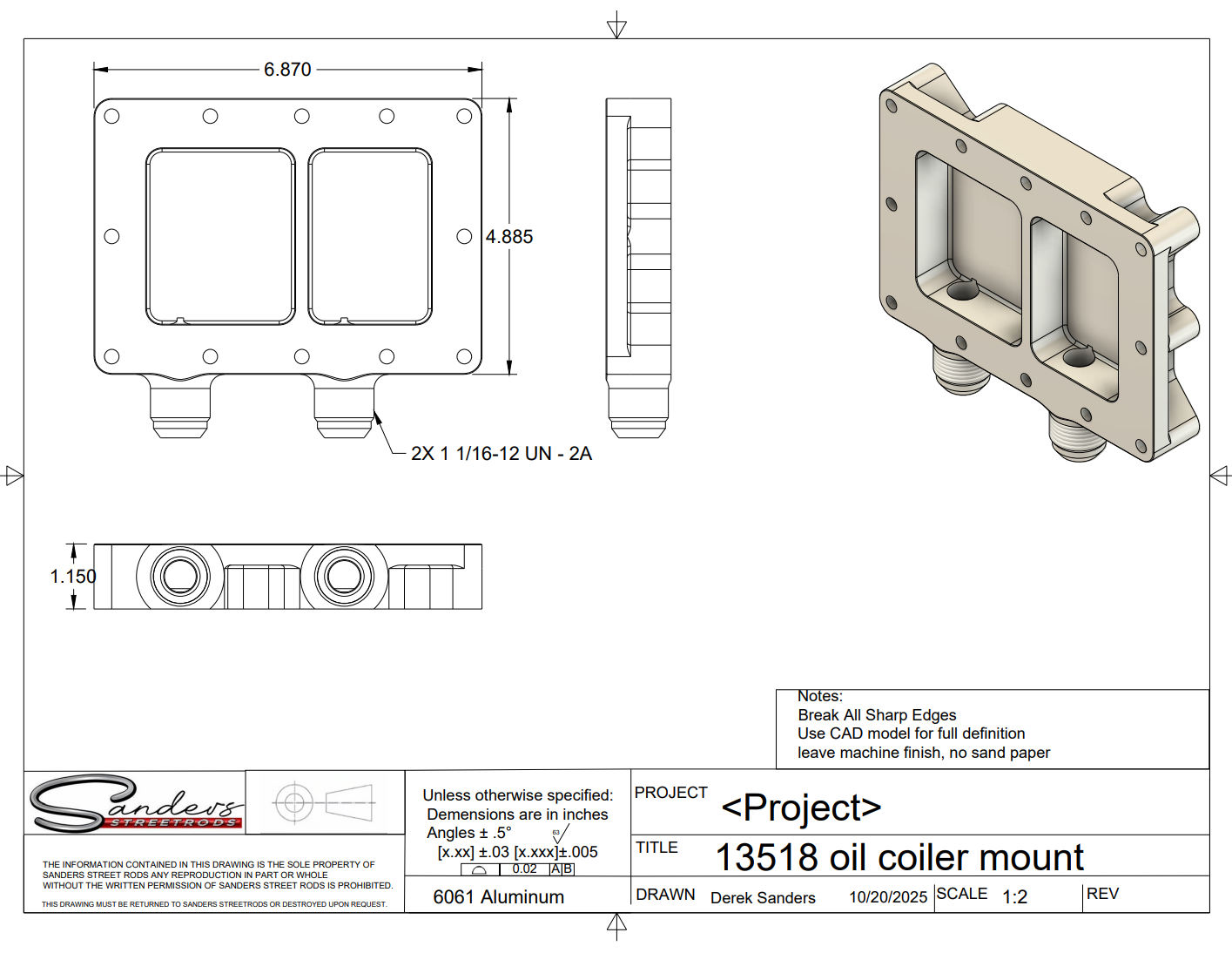 GT40 Oil Cooler manifold