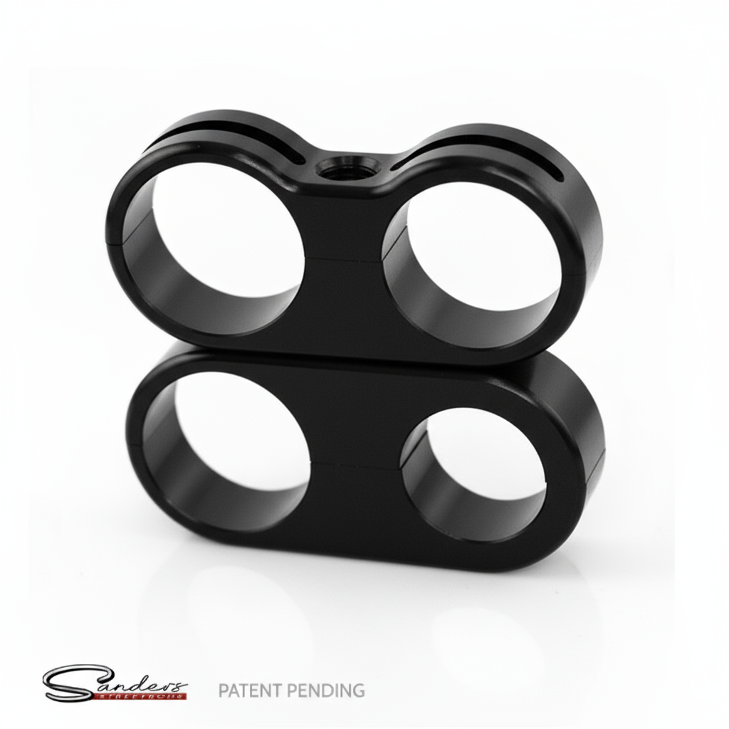 We-Drill - Stackable Heater and A/C hose Large Billet Double Line Clamp