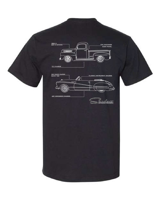 Black "Blue Print" T-Shirt