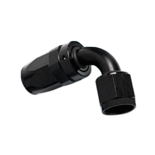 -10AN Female 90° Hose End, Swivel Style, Black Hard Anodized Aluminum