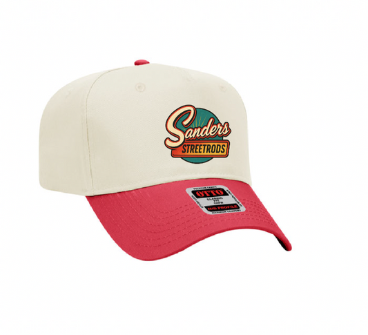 Vintage Tan and Red Sanders Streetrods Snap Back Hat
