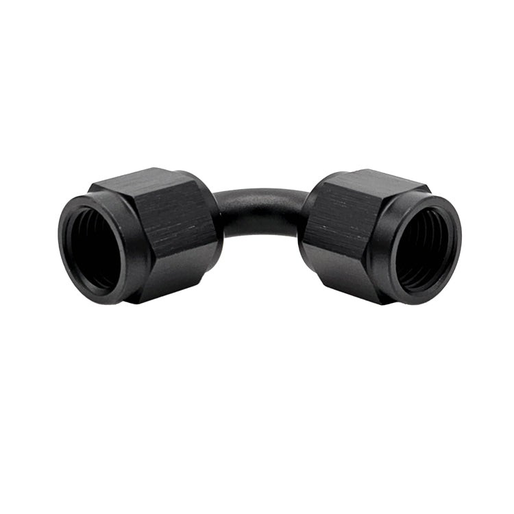 -6AN Female AN Flare Union 90° Adapter, Swivel Style, Black Hard Anodi ...