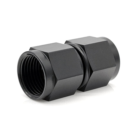 -10AN Female AN Flare Union Straight Adapter, Swivel Style, Black Hard Anodized Aluminum