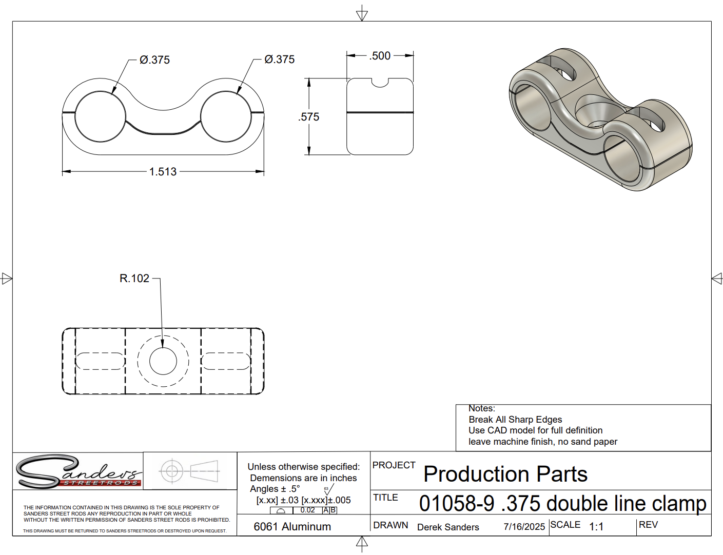 2 Line Clamp Pre-Drill (3/8) Double Two Piece Line Clamp (2 pack) – Sanders Street Rods
