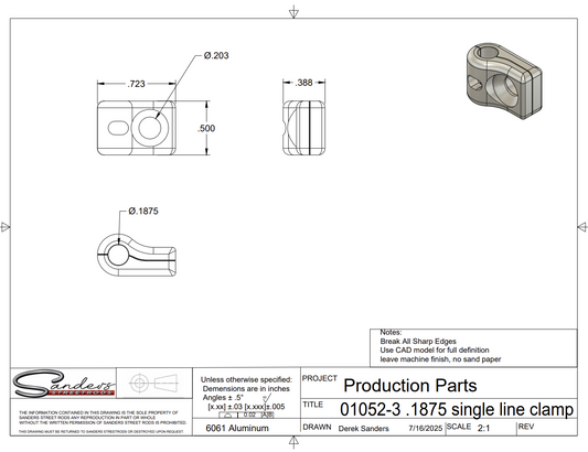 Pre-Drill (3/16) Single Two Piece Brake Line Clamp (4 pack)