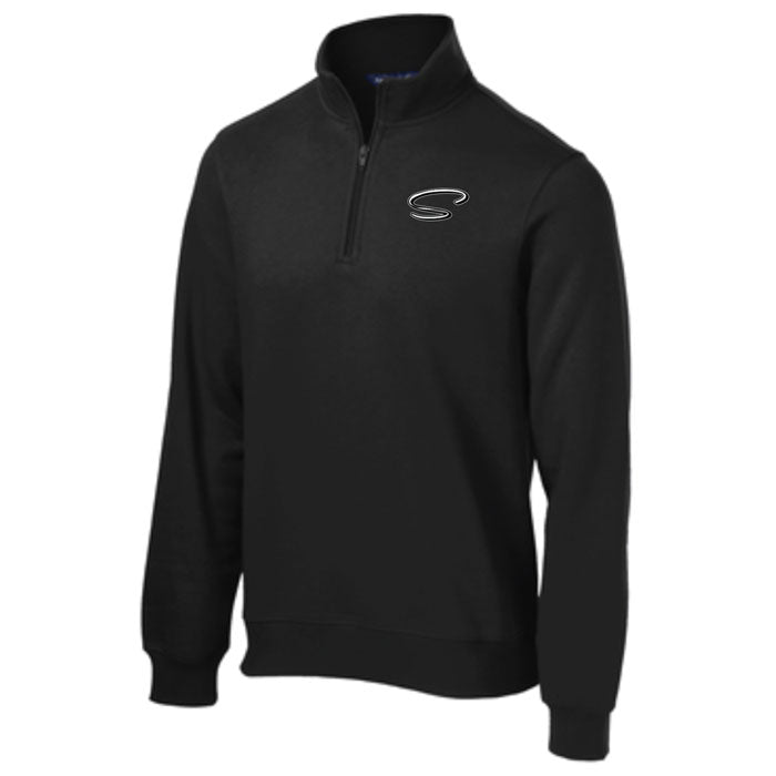 Black 1/4 Zip Pullover with Logo Front and Back